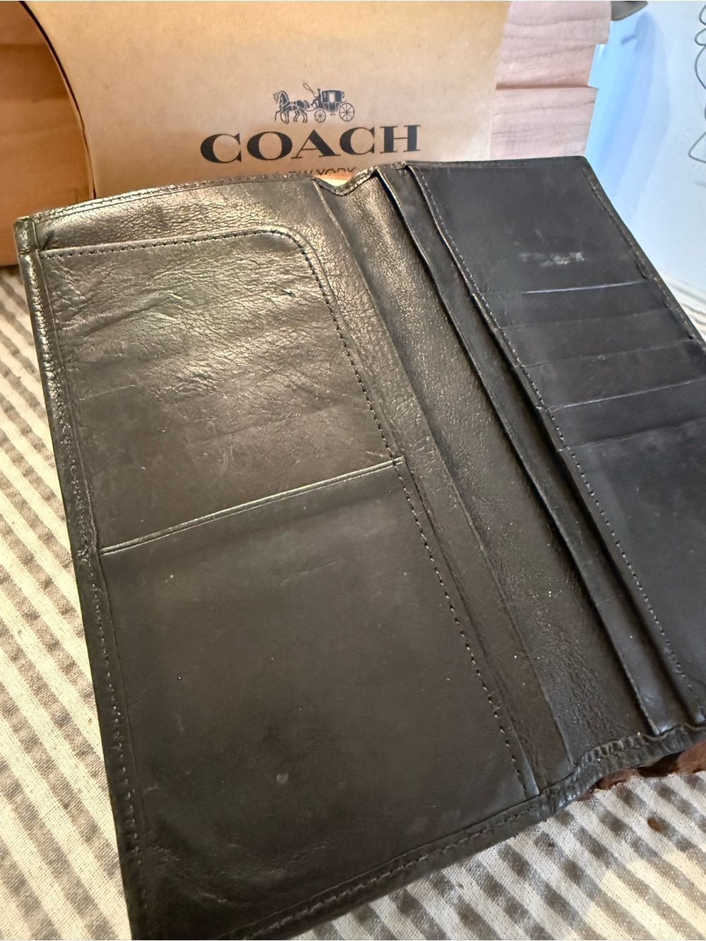 Coach Black Leather Long Wallet with Card Slots - Picture 5 of 9